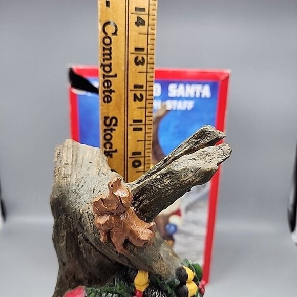 WOODLAND SANTA CLAUS Figurine with staff & woodland animals With Box 11" Tall - Picture 6 of 6